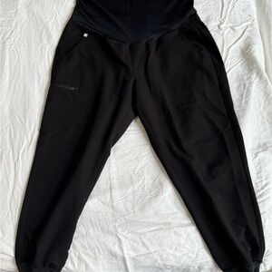 Figs Maternity Zamora Jogger Black Scrub Pants XL petite